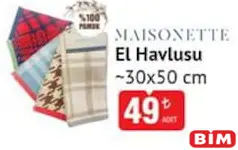 MAİSONETTE EL HAVLUSU 30X50 CM fiyat ve kampanya bilgisi